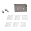 The bottom guide assembly shown with two mounting screws and six white plastic replacement inserts.