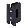 Rear view of the matte black wall mount H-back plate hinge showing mounting screw holes.