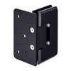 The back plate of the matte black wall mount hinge showing the mounting screw holes.