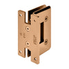 The rear mounting plate of the rose gold Cologne series hinge showing screw holes and branding.