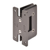 The rear mounting plate of the matte gun metal Cologne 037 series hinge showing screw holes.