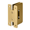 A rear view of the satin brass Cologne 037 series hinge showing the H-shaped mounting plate.