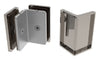 A side-by-side view of the Como Series glass-to-glass bracket showing both the internal mounting bracket and the exterior brushed nickel cover.
