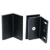 Two matte black Como Series wall mount brackets displayed side-by-side to show front and back profiles.