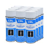 A full case of twelve 11 oz. aerosol cans of CRL Metal Lube arranged in a group.
