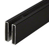 A detailed view of the matte black stainless steel header profile for the Cambridge Series shower door system.