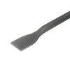 A close-up view of the flat metal blade on the pinchweld scraper.