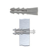 A diagram showing the plastic screw anchor installed in a wall with a screw inserted.