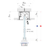 A technical diagram showing the dimensions and installation measurements for the sliding door kit.