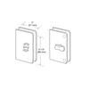 A technical line drawing showing the dimensions of the sliding glass door lock.
