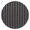 A close-up circular view of the woven pattern of the bronze solar screen mesh.