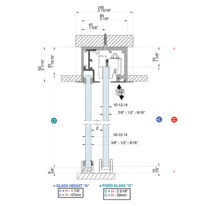 Matte black CRL6901DMBL heavy-duty 118 in sliding glass door track and hangers for 3/8-1/2 in tempered glass