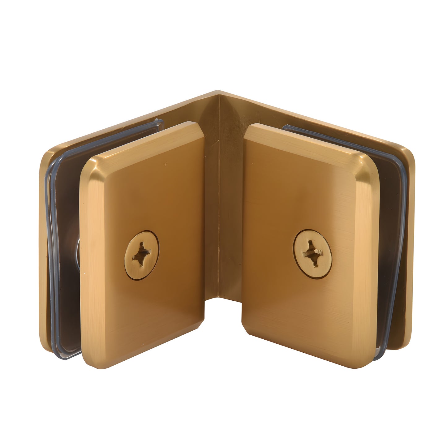 Modern gold solid brass 90 glass-to-glass clamp (BGC90MG) for 3/8-1/2" (10-12mm) frameless shower glass