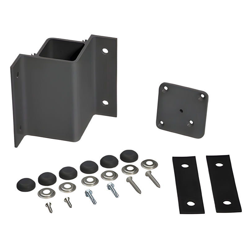Matte black aluminum inside 90 fascia mount bracket kit with base plate, rubber pads and fasteners (FBH21BL)