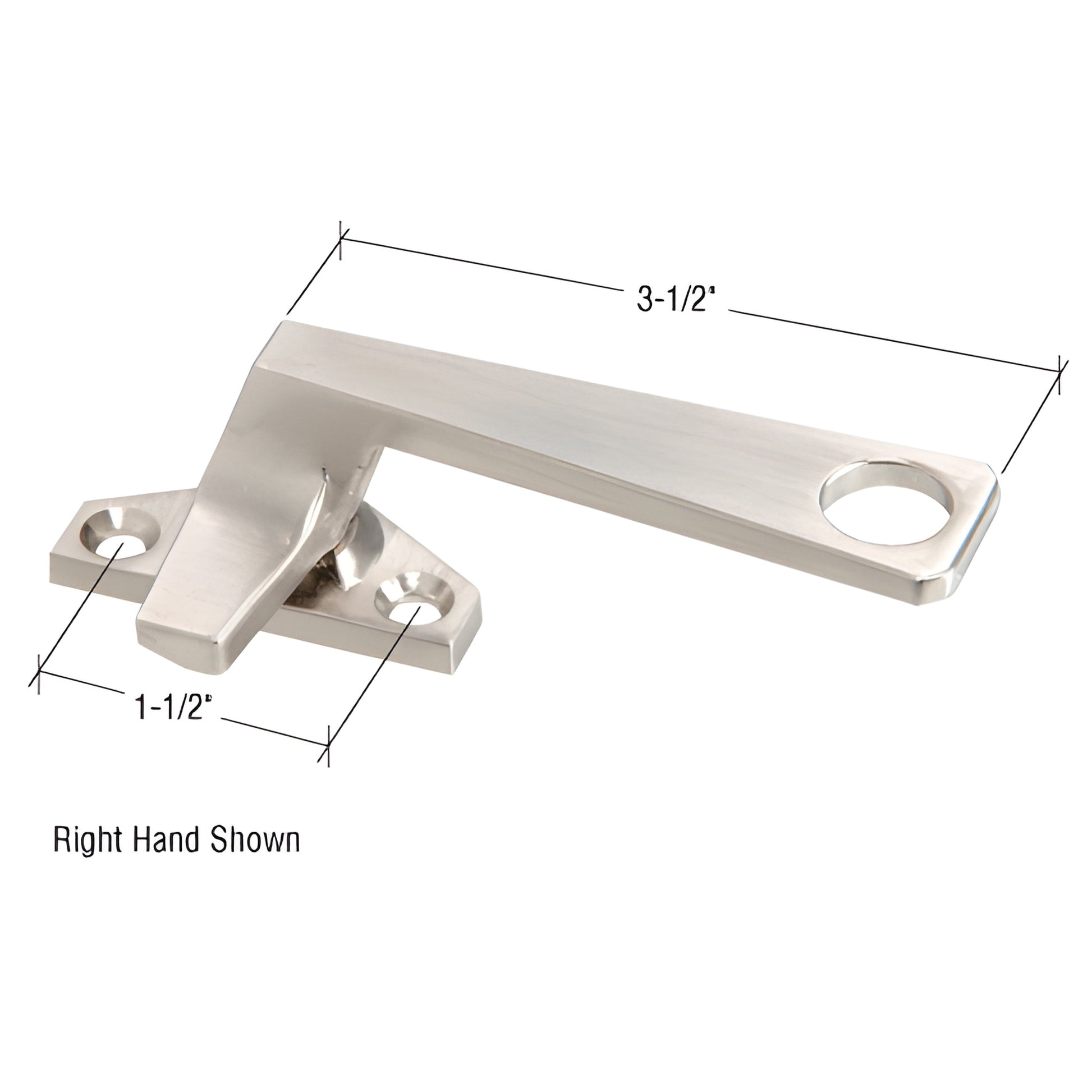 Champagne diecast locking handle WH25415R - right-hand 3.5in arm, mounting base with two screw holes and circular thumb hole.