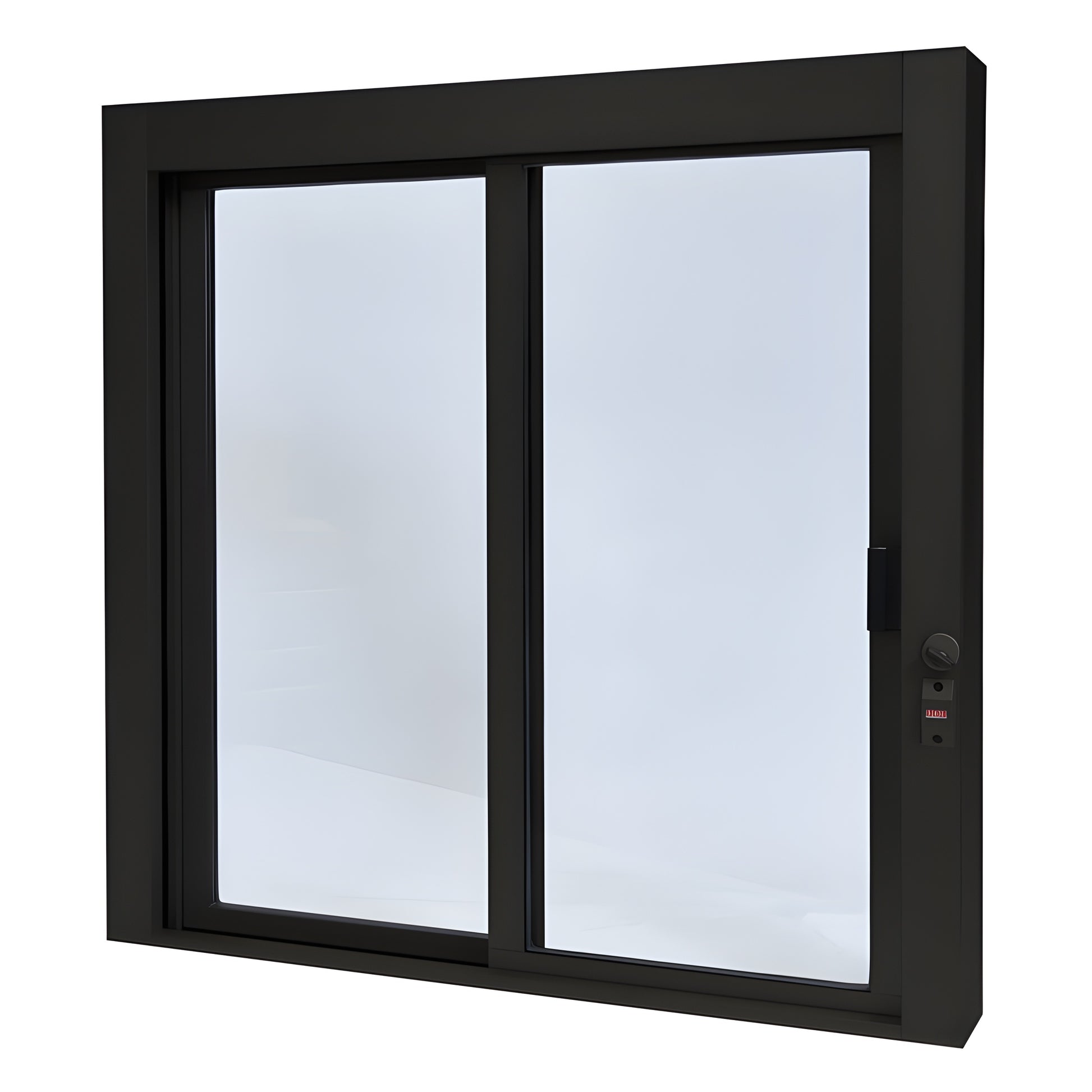 Duranodic bronze aluminum self-closing sliding service window (OX), 36x36, 1/4" tempered glass, thumbturn lock - SKU SCDW3636