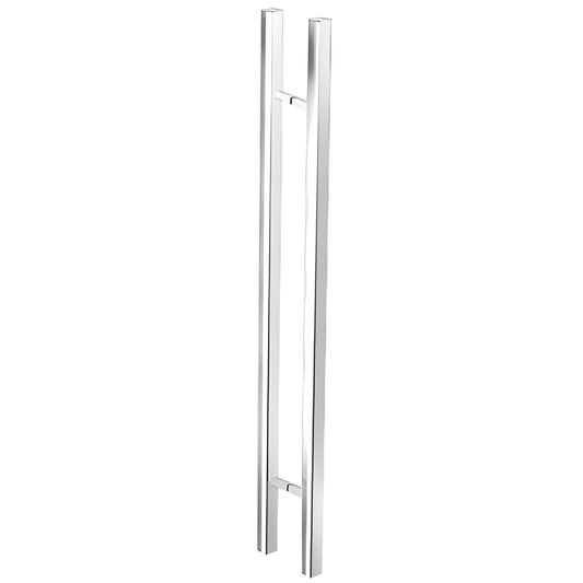CRL square ladder pull handle, polished stainless steel, 60 in overall, 1-1/4 in square tubing for 3/8-3/4 in tempered glass