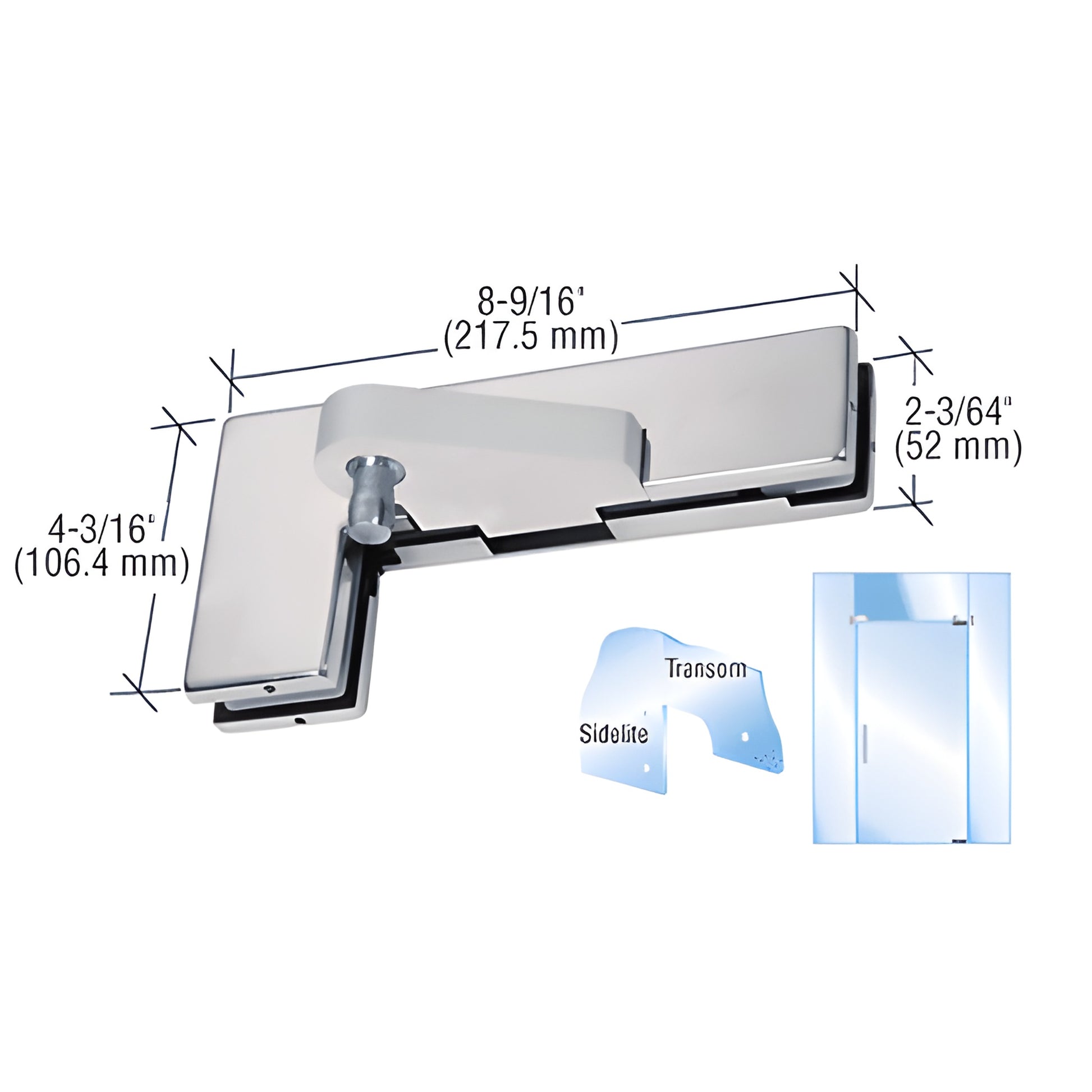 CRL 0PF40RBS brushed stainless steel sidelite/transom offset patch fitting for 3/8-1/2 (10/12mm) glass, right-hand