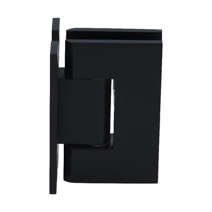 Matte black Vienna H-shaped wall mounting plate hinge for 12mm glass shower doors, SKU V1EH037MBL.