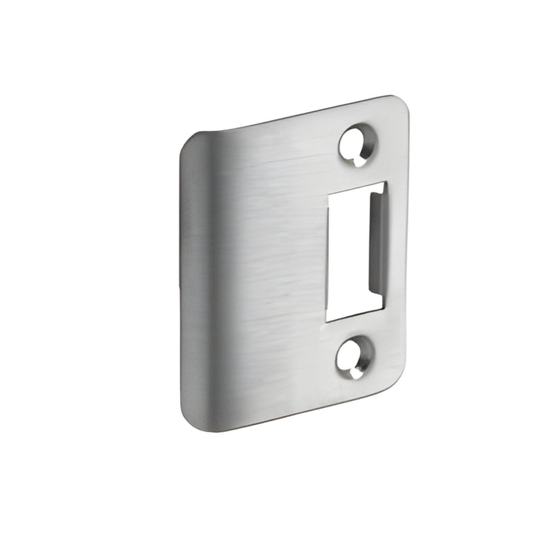 DH12700 brushed stainless steel strike plate for 4mm extruded screen frames, includes dust box and mounting screws.