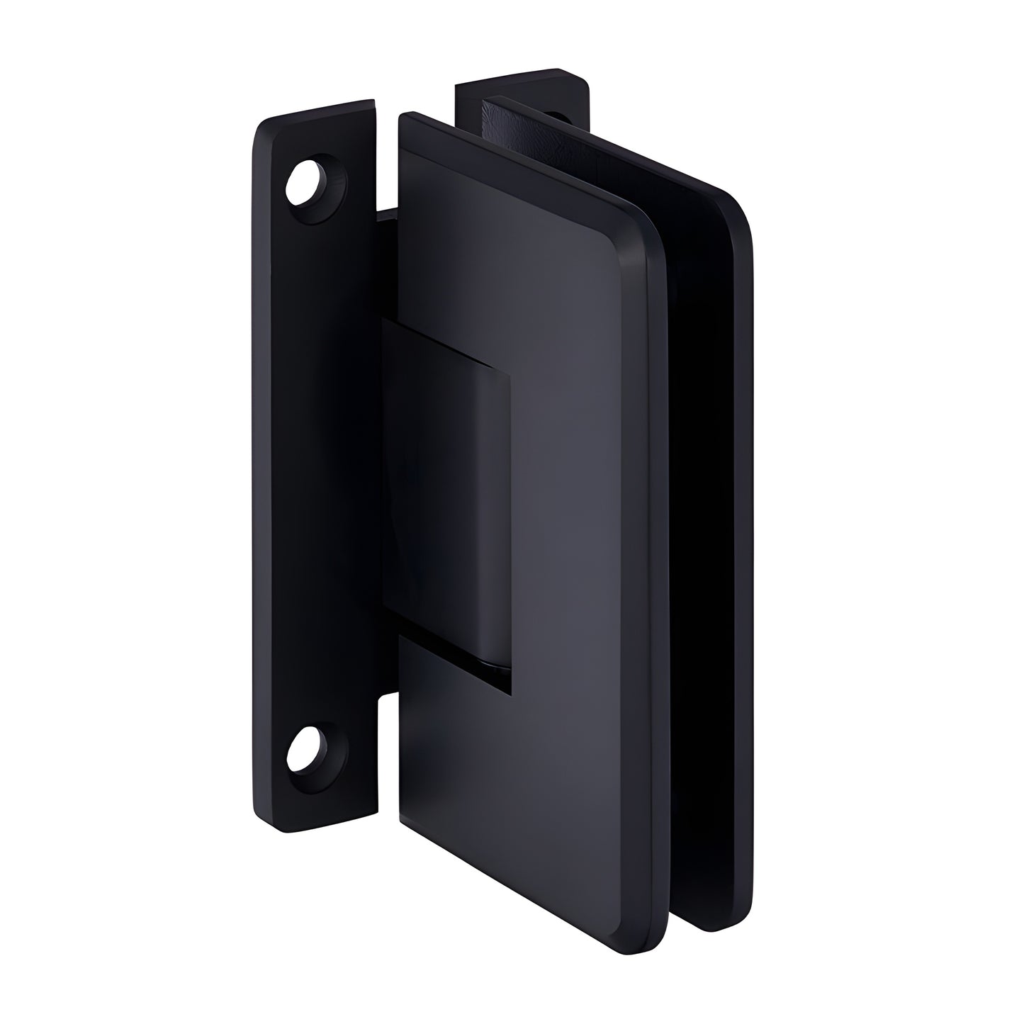 Matte black brass Cologne shower door hinge, beveled radius corner, self-centering pivot for 10-12mm glass (C0L537MBL)