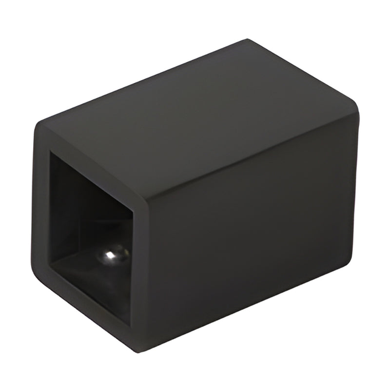 Matte black 3/4" square support bar sleeve, hollow brass support for frameless glass panels (SKU SQ46MBL)