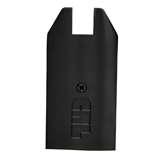 Gloss black 4 in tapered end cap for Wedge-Lock sidelite rails, square profile, fits 3/4 in glass (SKU SREC4TBL34)