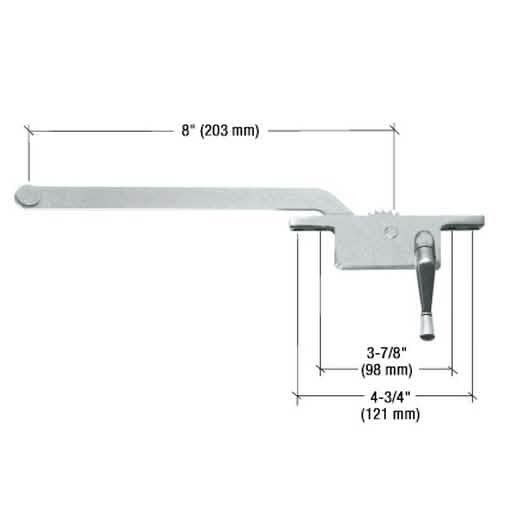 CRL Aluminum 8" Right Hand Square Series Casement Window Operator for smooth operation.