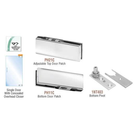 CRL Polished Stainless European Patch Door Kit, Compatible with Overhead Door Closer