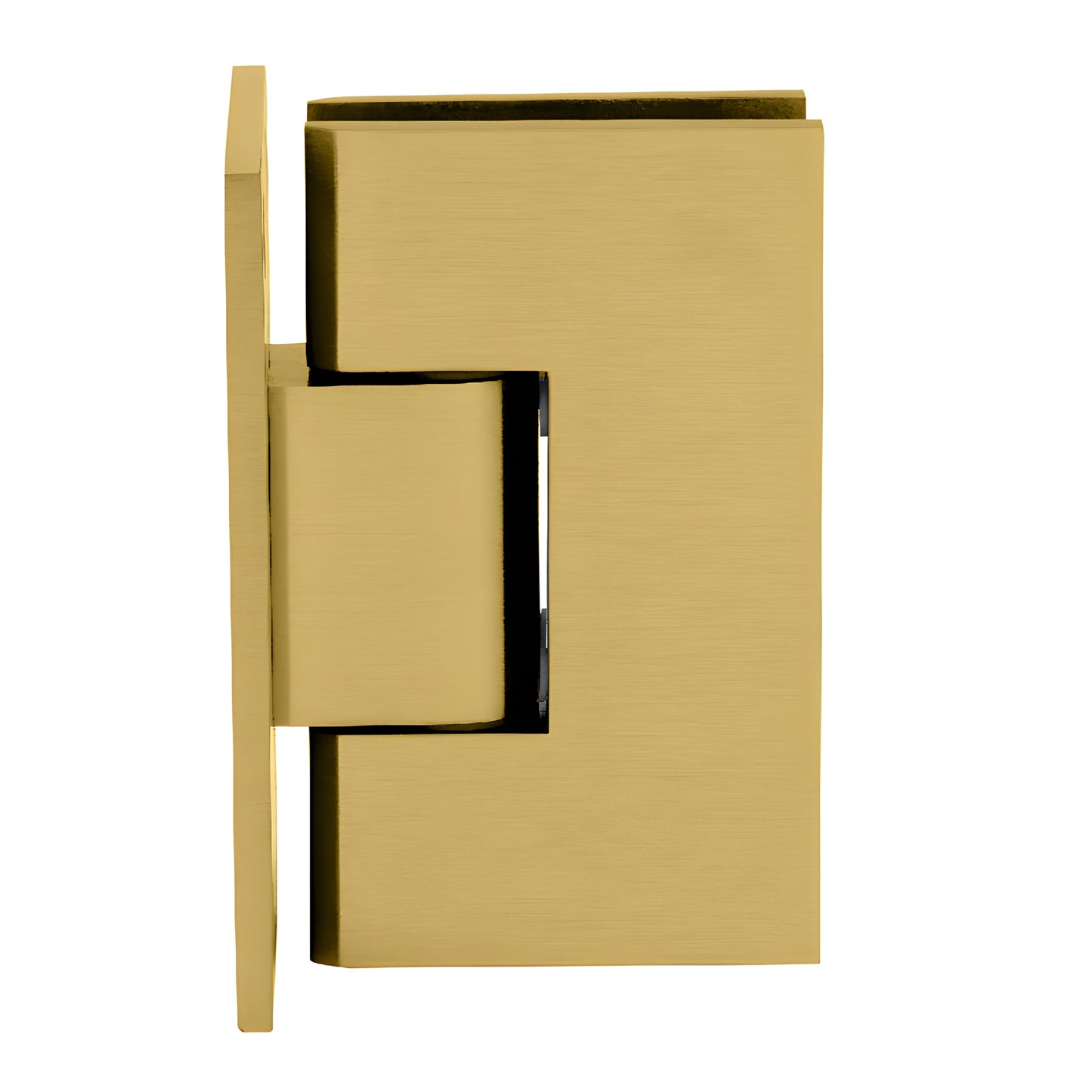 Satin brass Victoria frameless shower door hinge VCT037SB-solid brass wall-mount for 3/8-1/2" tempered glass.