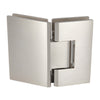 Brushed nickel Geneva glass-to-glass shower hinge (GEN045BN), solid brass, 135 self-centering, fits 8-12 mm tempered glass.