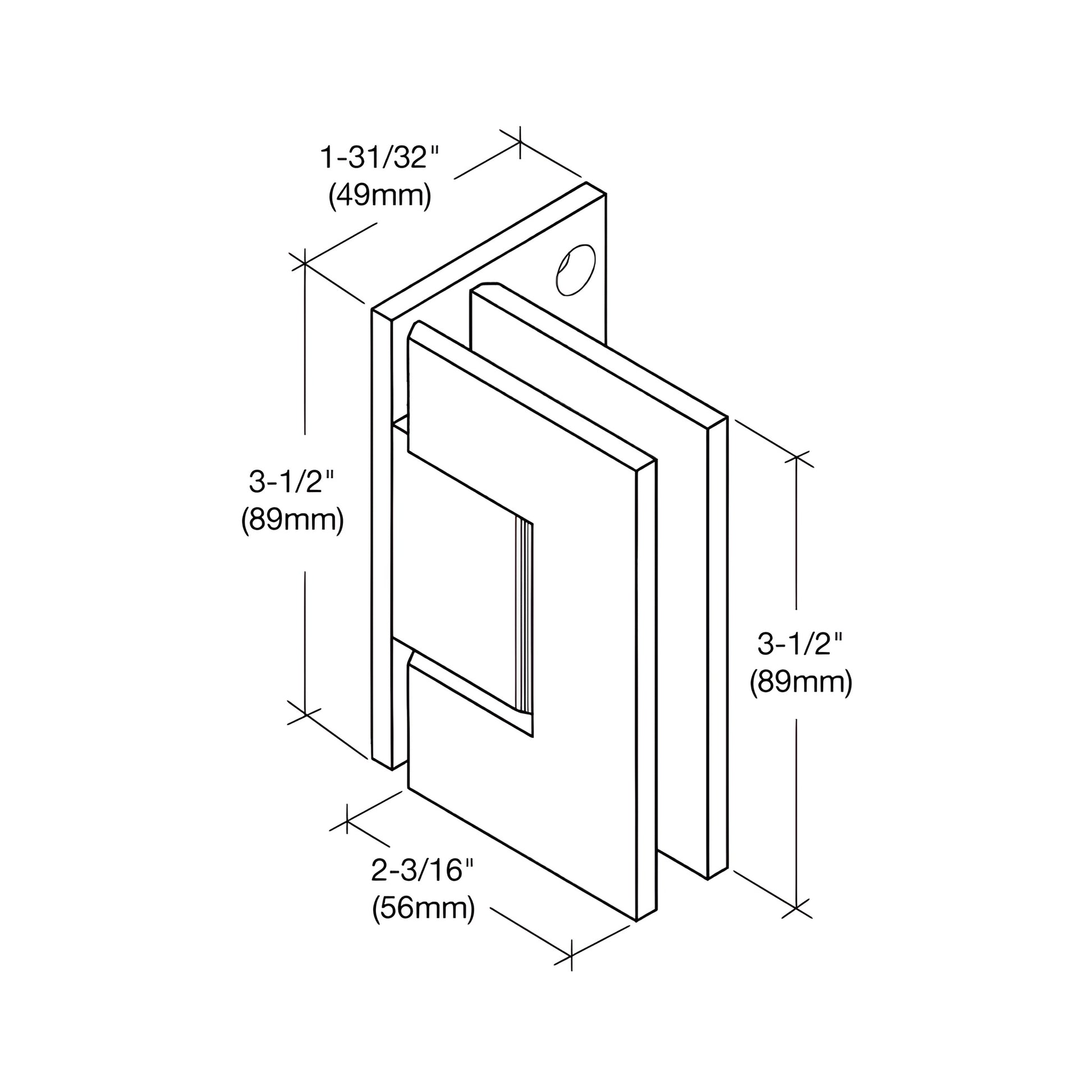 Oil-rubbed bronze Geneva shower hinge for 8-12mm glass (GEN5440RB), self-centering, 5 pre-set, solid brass.