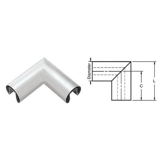 CRL Mill Finish 90° Corner for 1/2" or 5/8" Glass Cap Railing - 1.9" Diameter.
