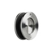 LAT34FPBS recessed round 3-1/4 in. brushed stainless steel glass door pull for drilled frameless doors.