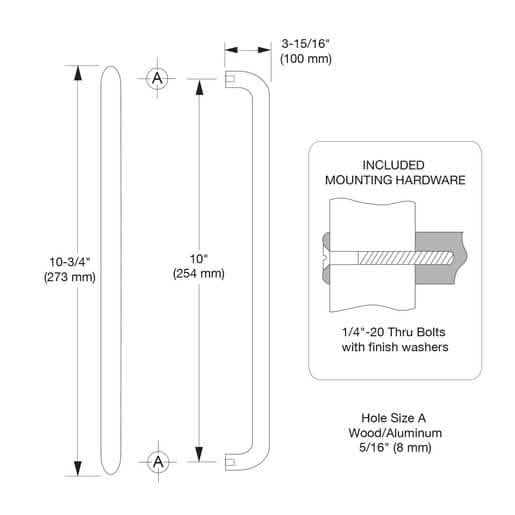 CRL 1" Clear Anodized Solid Pull Handle - 10" sleek design for modern doors. Enhance your 