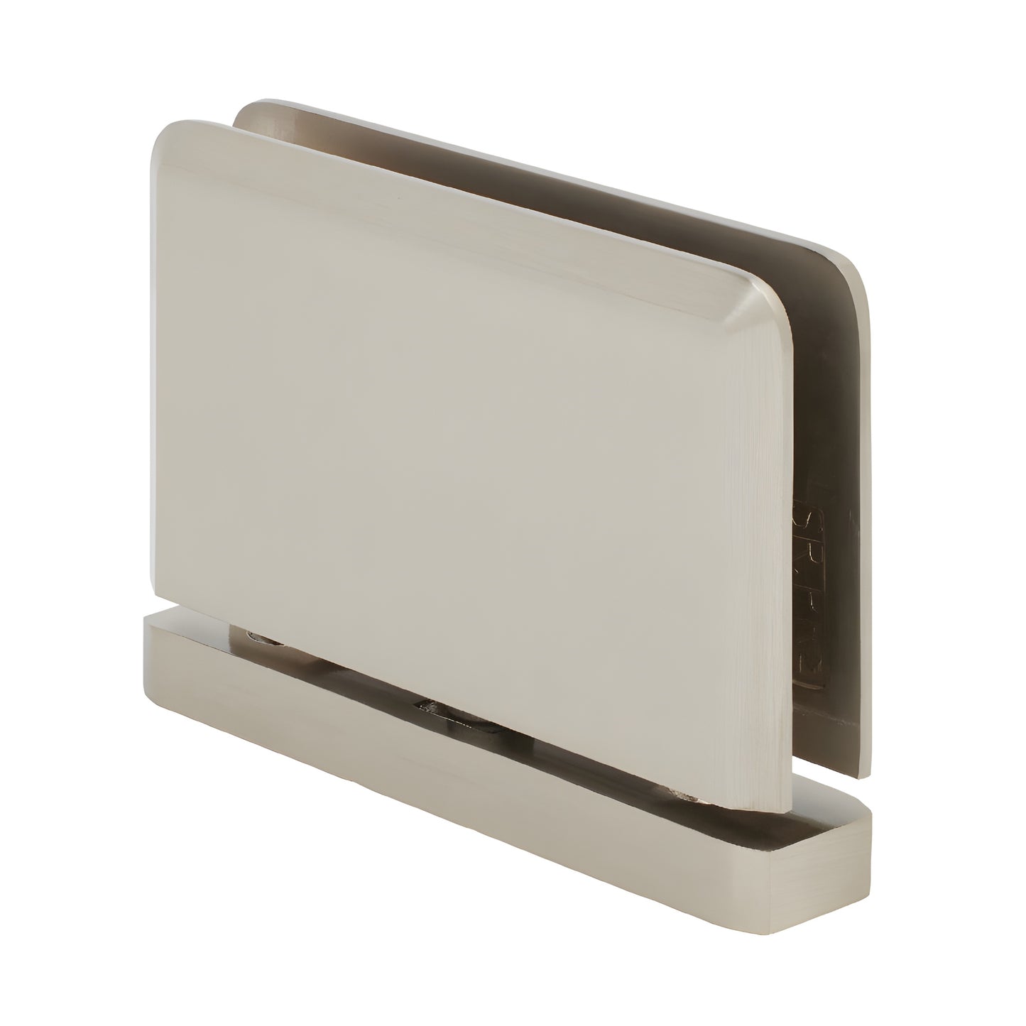 Brushed nickel SRPPH01BN Senior Prima brass pivot hinge for 1/2" glass shower door, self-centering.