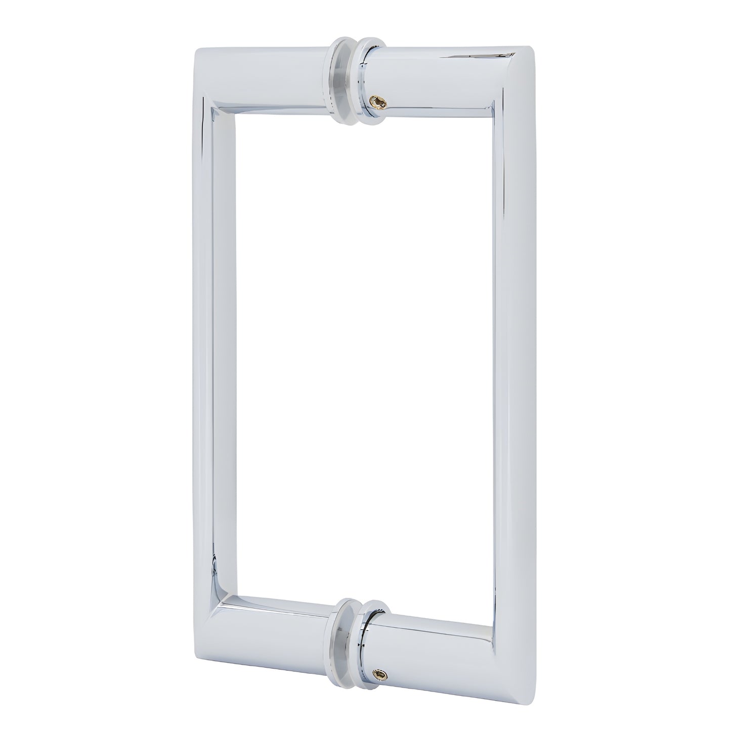 Polished chrome 8in back-to-back shower door handle, tubular oval/round rectangular pull (SKU 0R8X8CH)