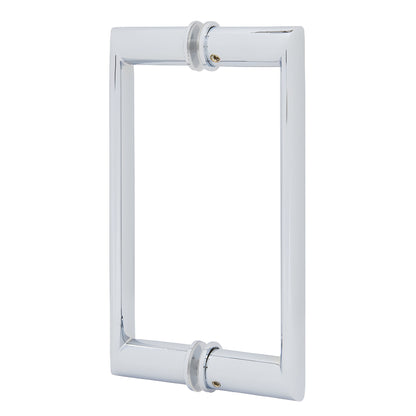 Polished chrome 8in back-to-back shower door handle, tubular oval/round rectangular pull (SKU 0R8X8CH)