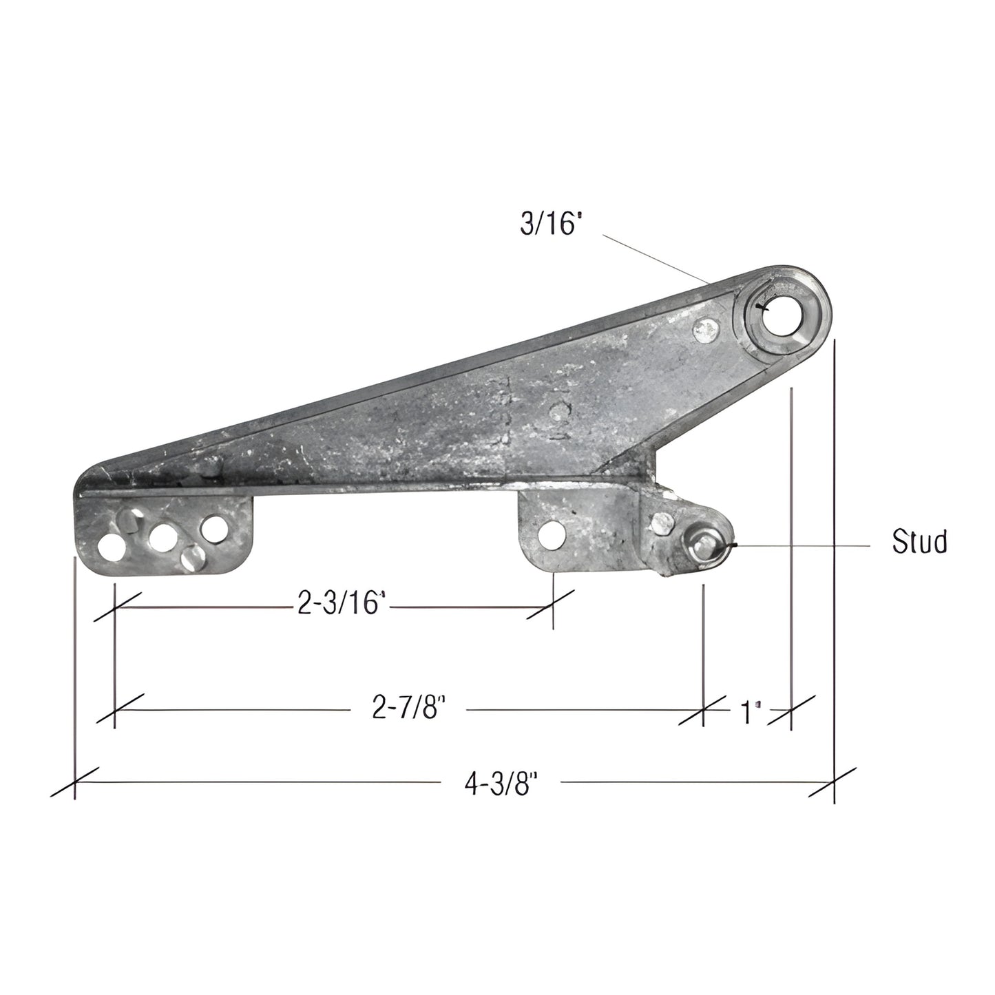 CRL WCM835 zinc diecast awning window vent hinge with stud, 4-3/8 in long, sold in pairs