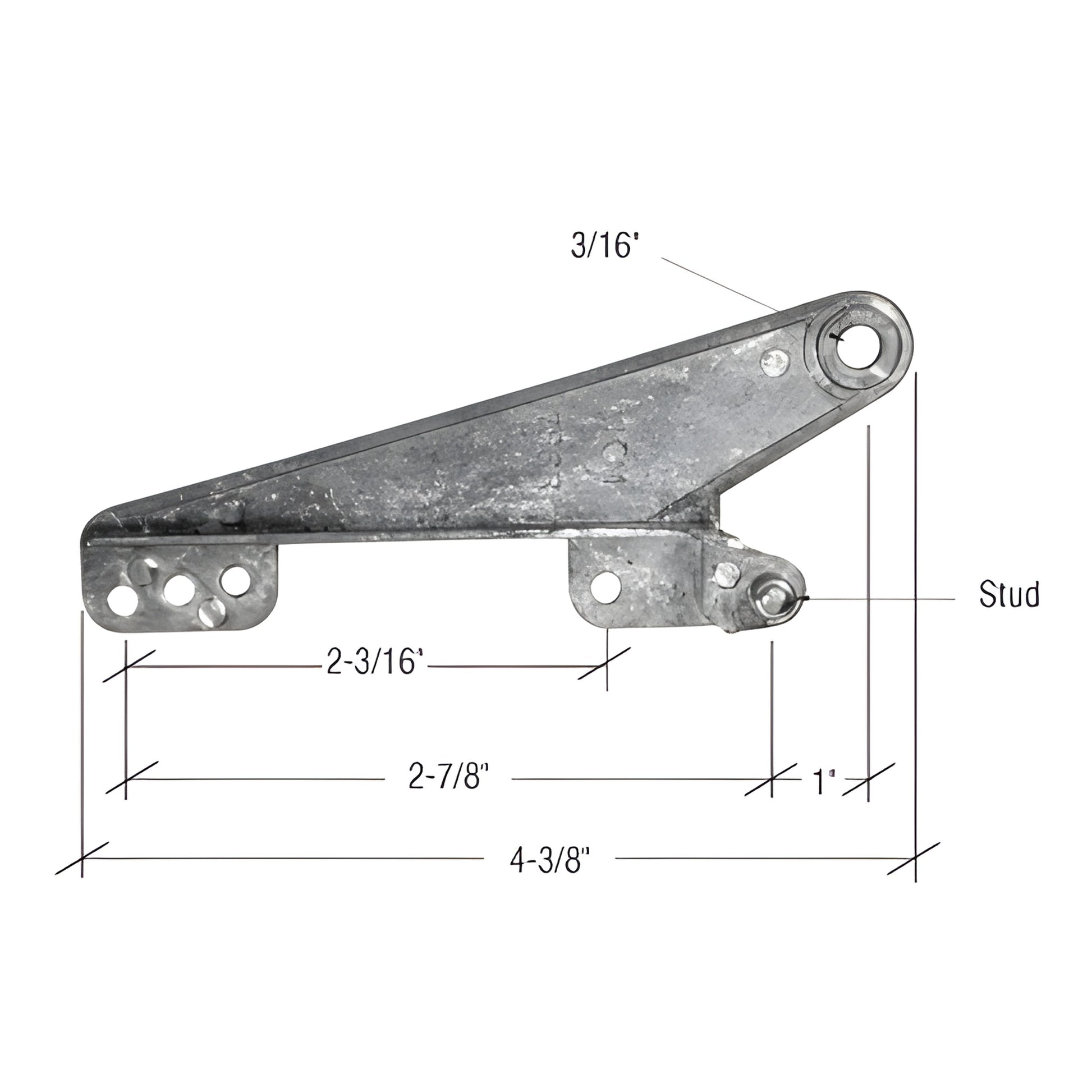 CRL WCM835 zinc diecast awning window vent hinge with stud, 4-3/8 in long, sold in pairs