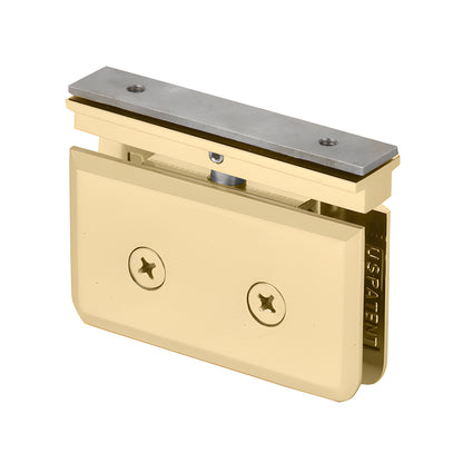 PPH06SB satin brass beveled pivot hinge for 8-10mm frameless shower glass, top-mount, solid brass.