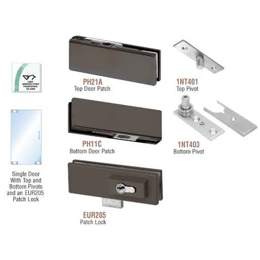 CRL Black Bronze Anodized European Patch Door Kit with Lock - Sleek, Secure Design