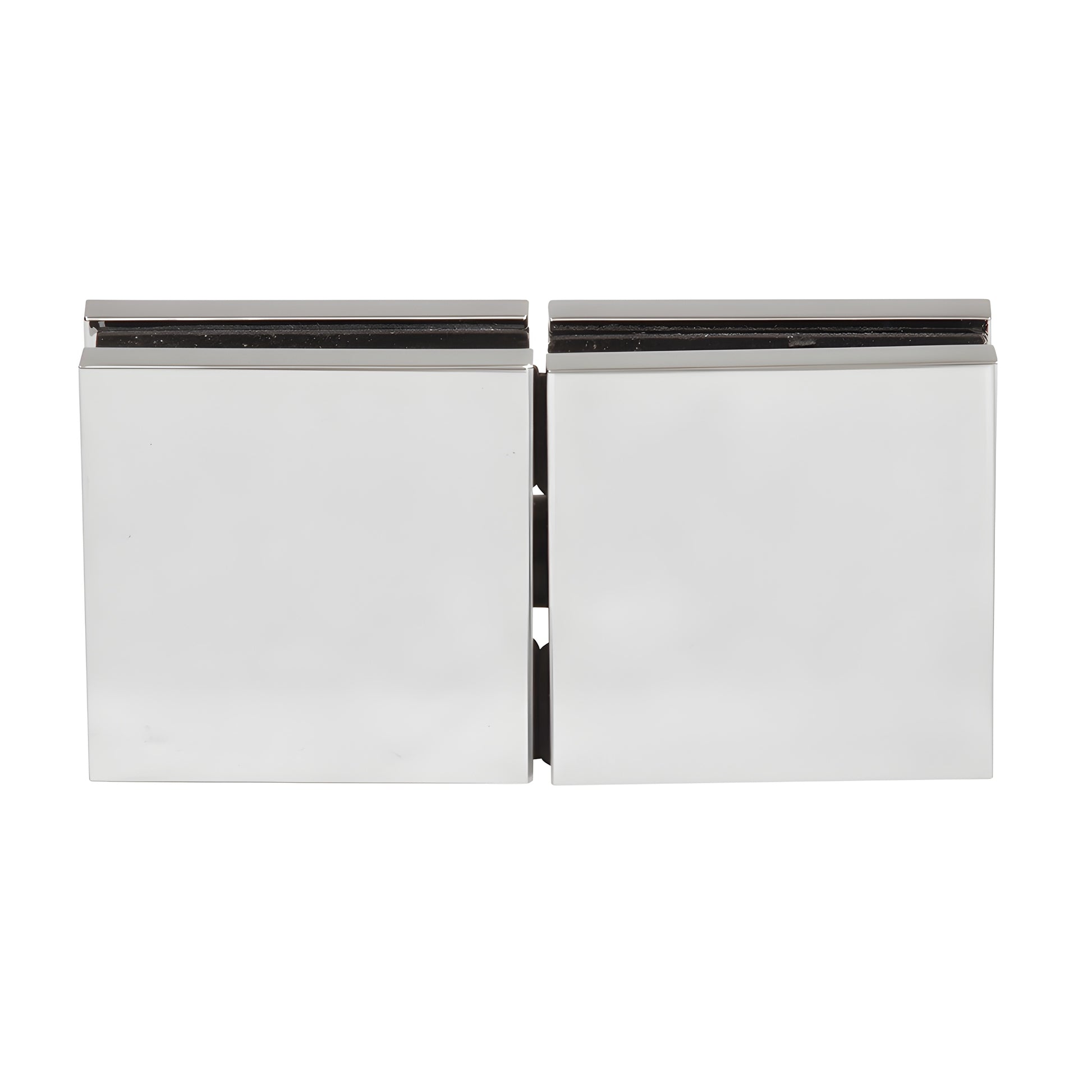 Polished chrome brass Zero Clamp for 3/8-1/2" glass - low-profile concealed frameless shower clamp (SKU CCS4CH)