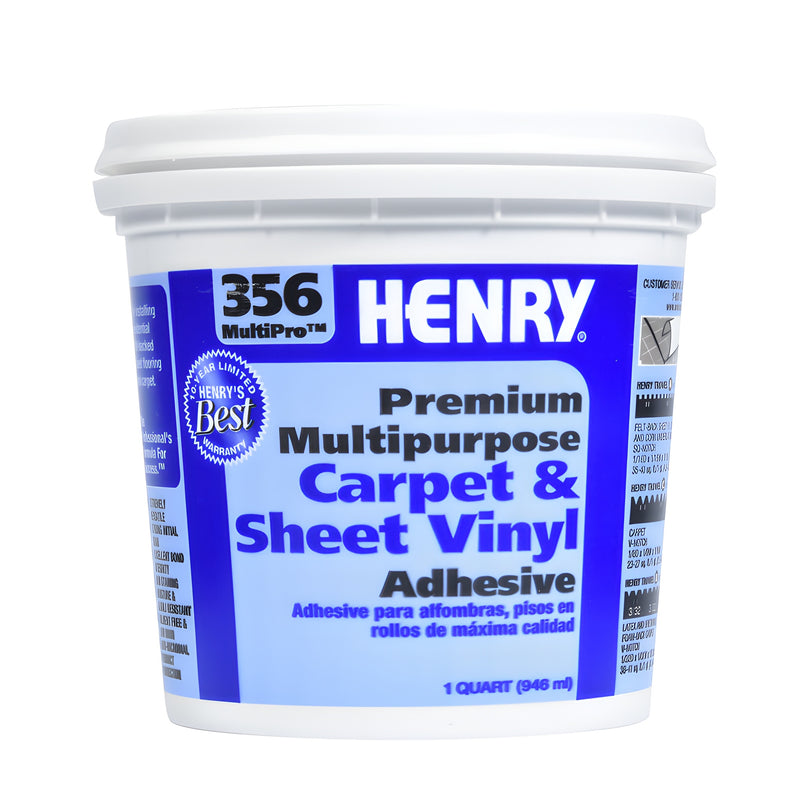 Henry 356 MultiPro 1 quart premium multipurpose carpet & sheet vinyl adhesive bucket (SKU HEN356)