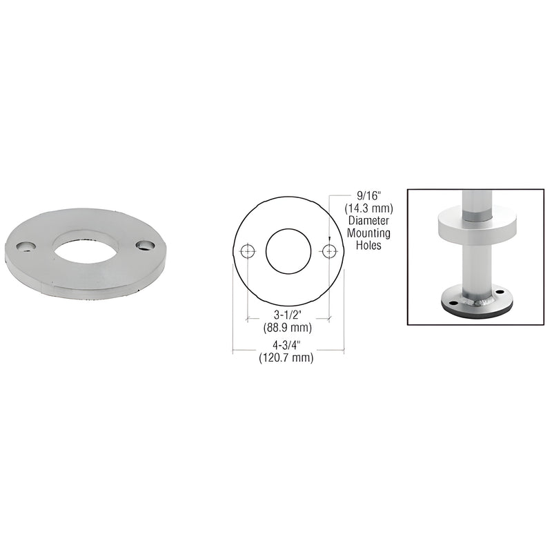 PR15FCS stainless steel mill-finish weld-on base flange for 1-1/2" Schedule 40 pipe, fits 3/8" anchor bolts.