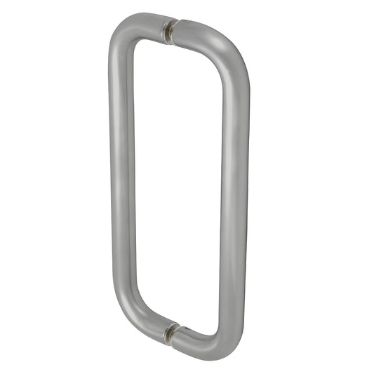 Brushed stainless steel straight pull handle, 1" diameter, 10" center-to-center, back-to-back mount (SKU M21651032D)