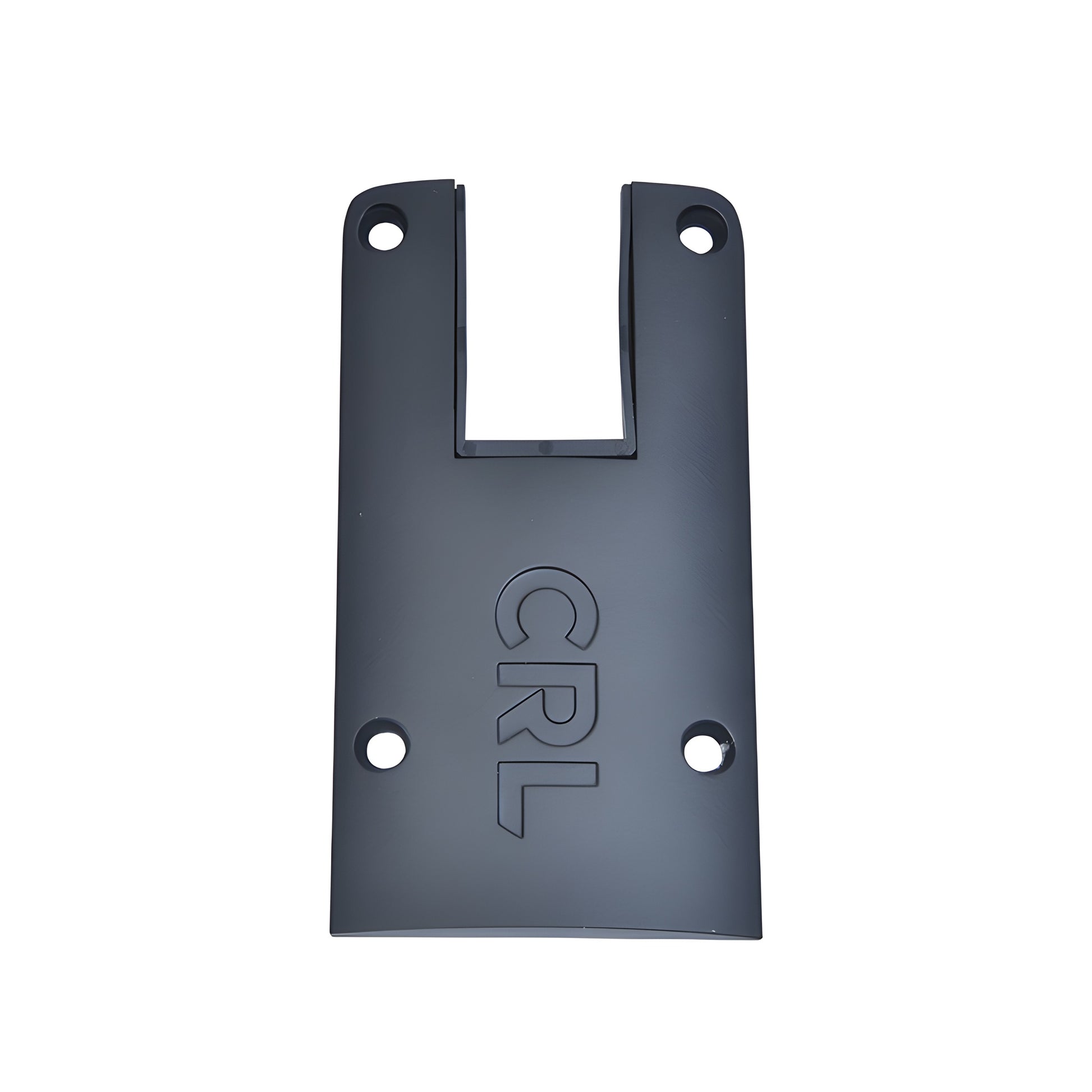 Matte black 4" square aluminum end cap SKU DRXEC4SMBL for DRX modular door rail, fits 3/8-3/4" glass