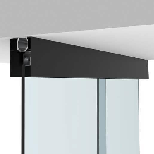 Matte Black Sliding Door with Fixed Panel Ceiling Mount Kit - CRL70 Series