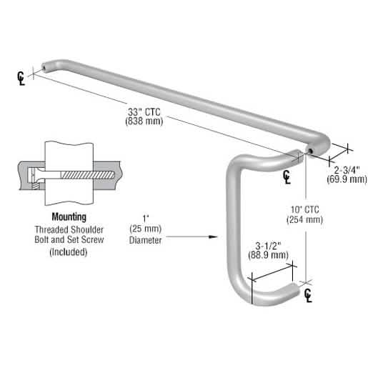 CRL Aluminum Push and Offset Pull Set for 36" Door - Durable, Stylish, Easy Install