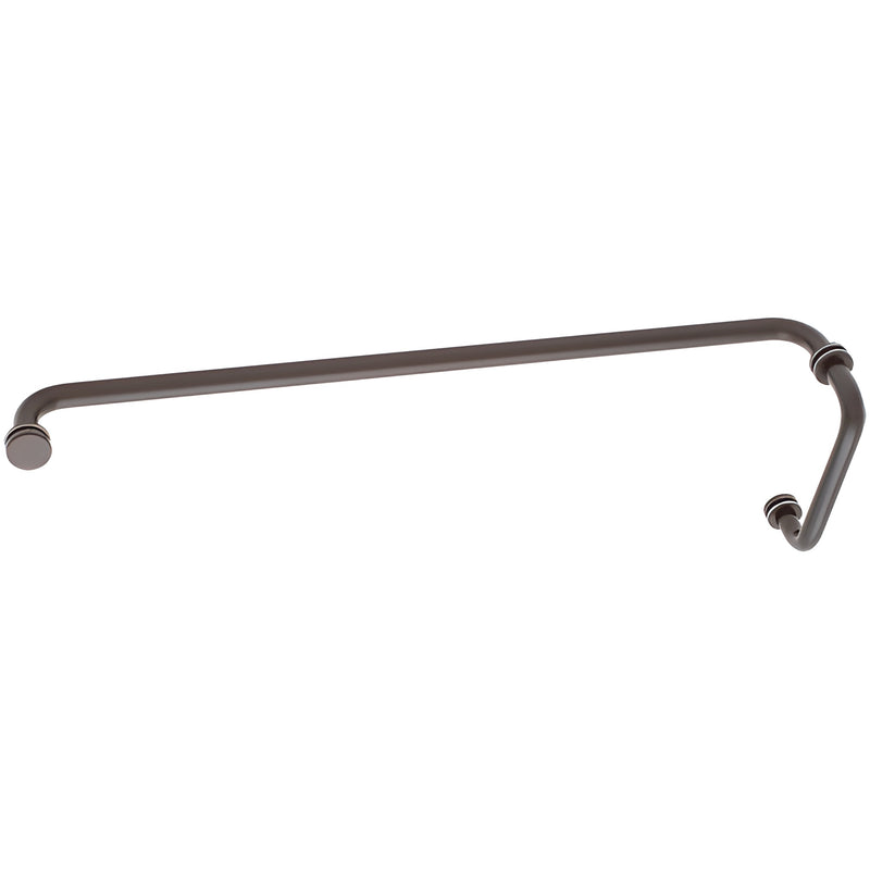 BM6X240RB oil-rubbed bronze brass shower door pull with integrated 24-inch towel bar, 3/4" tubing.